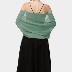 Green Chiffon Scarf 68 Inches Long Style Shawl Plain Simple Casual